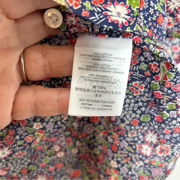 J Crew Liberty art Fabric button up blouse long sleeves size 2 multi - Picture 4 of 6
